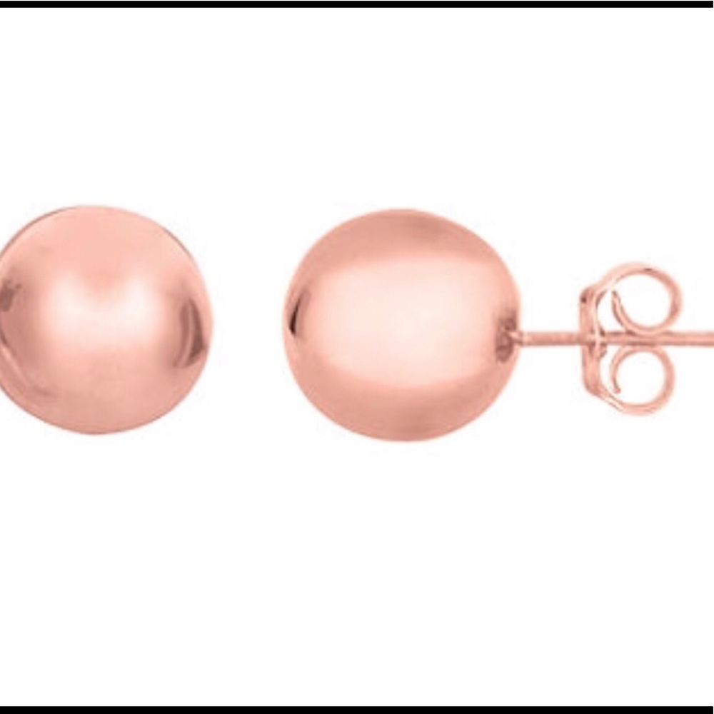 1/3 Solid 14K Rose Gold 4mm Ball Stud Earrings